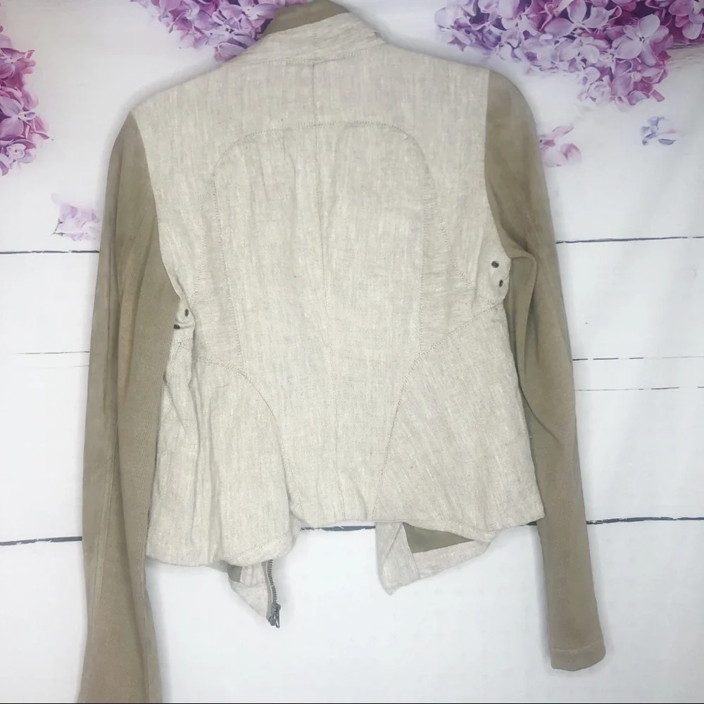 Jakett + Free People | Katherine Linen & Suede Leather Blazer